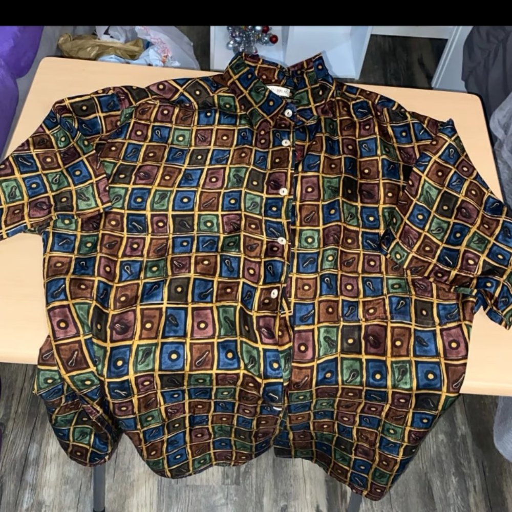 Men's size L retro old-school button up shirt, vintage button down, fashion